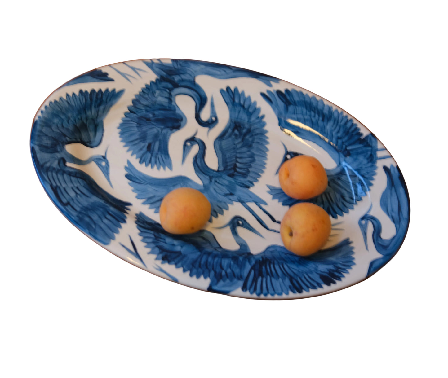 Herons Hand Painted Platter - Dark Teal