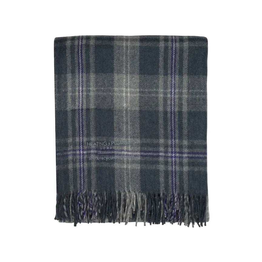 Highland Dreams - Recycled Wool Blanket - Persevere Flint Grey Tartan - Heating & Plumbing London - Throw
