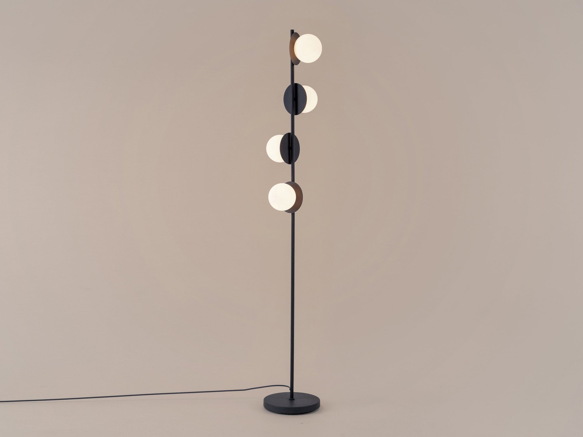 Charcoal grey opal disk floor lamp