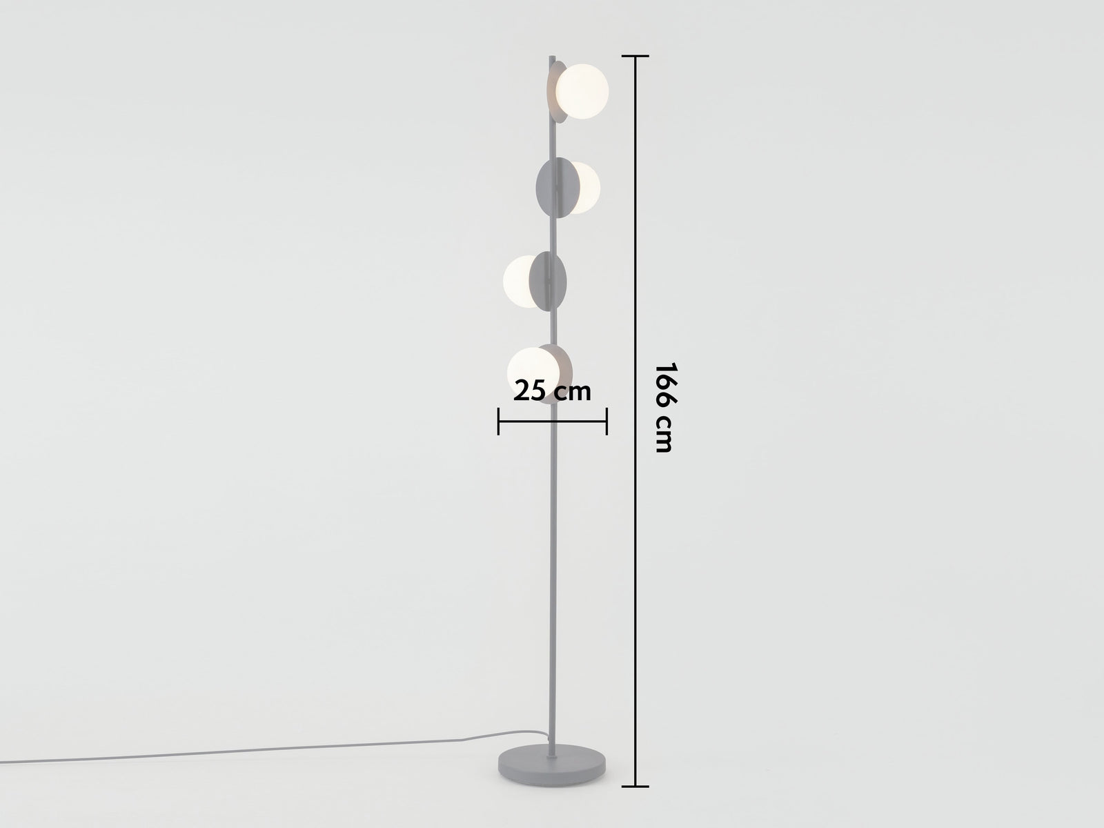 Charcoal grey opal disk floor lamp
