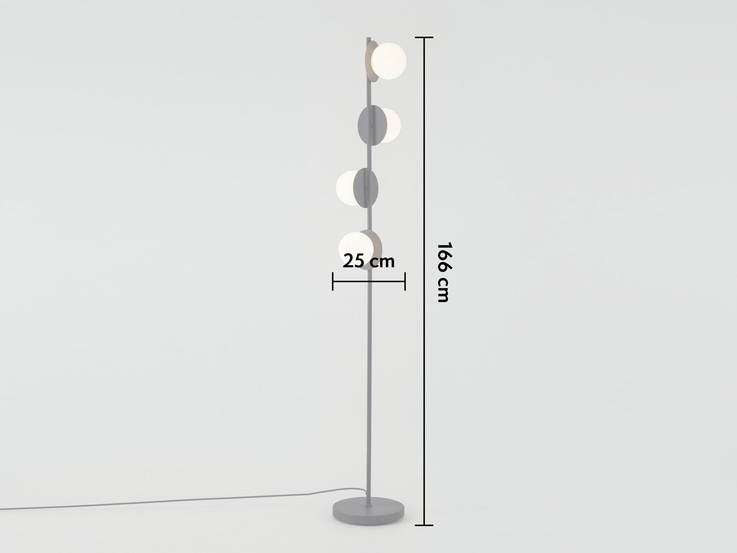 Charcoal grey opal disk floor lamp
