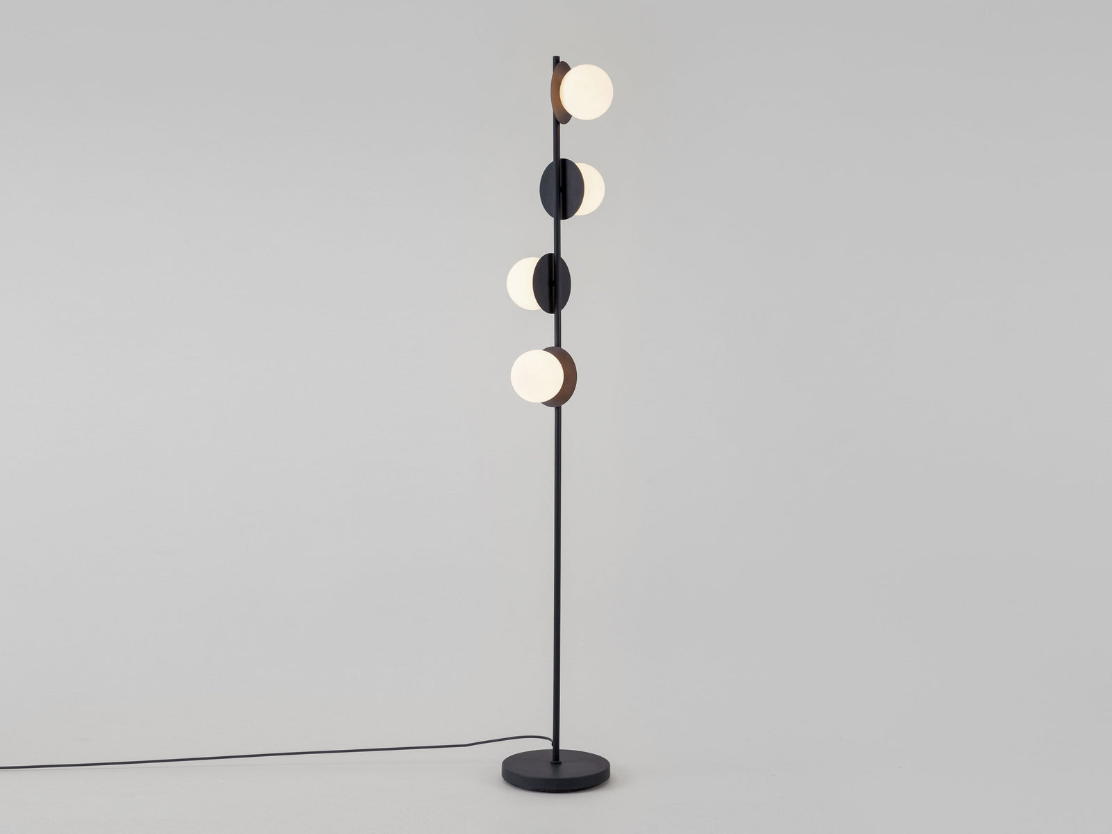 Charcoal grey opal disk floor lamp