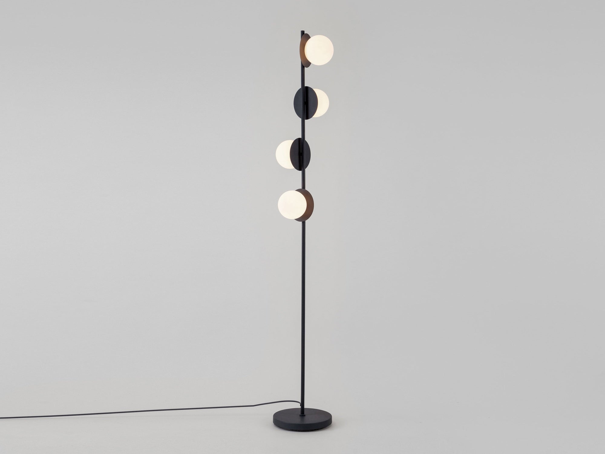 Charcoal grey opal disk floor lamp