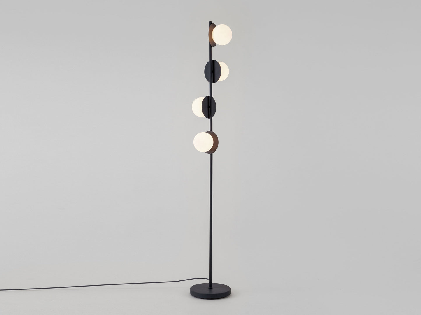 Charcoal grey opal disk floor lamp