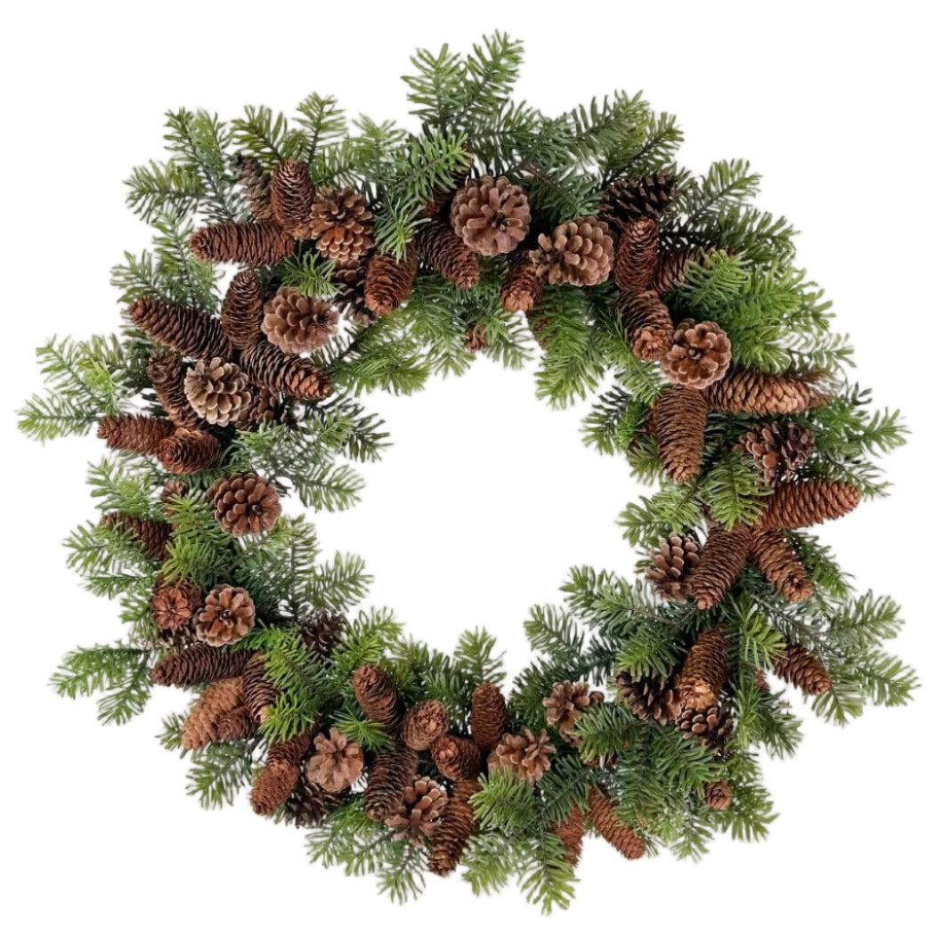 Holly Frosted Pine Wreath