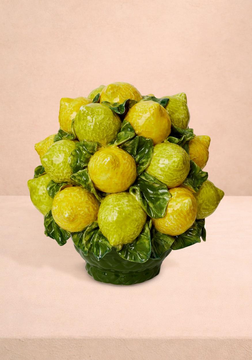 Home Decor Capri Mid-Century Style Ceramic Lemon Basket