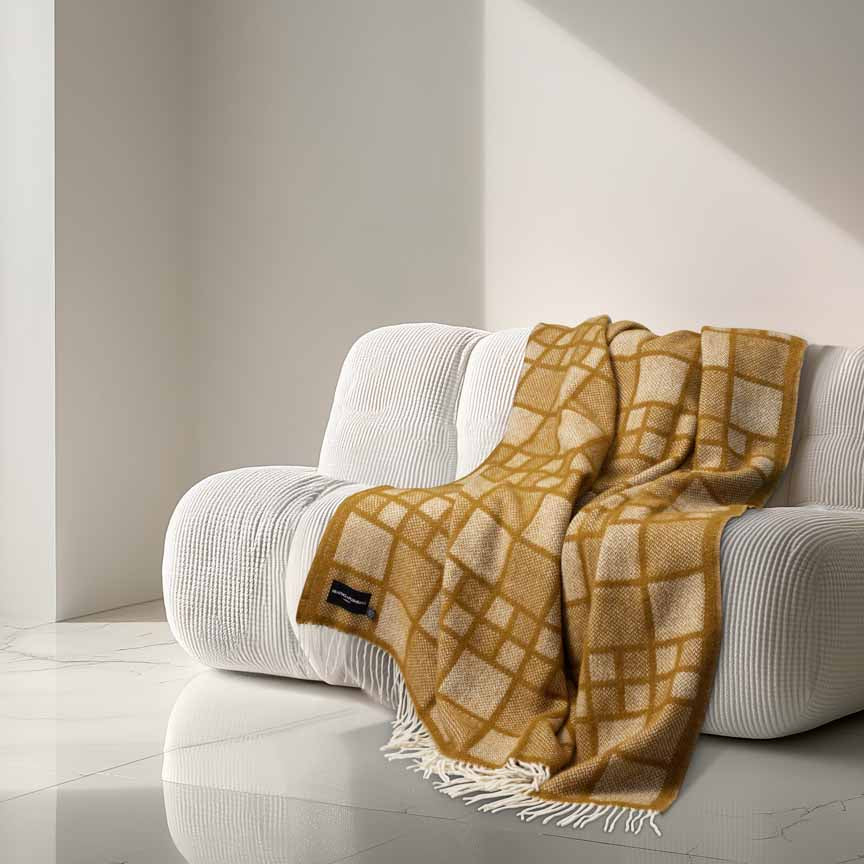Evening Tales - Pure New Wool Blanket - Mosaic Toffee