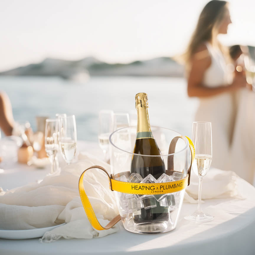 "Keep Your Cool" Champagne Bucket - Yellow Leather Strap