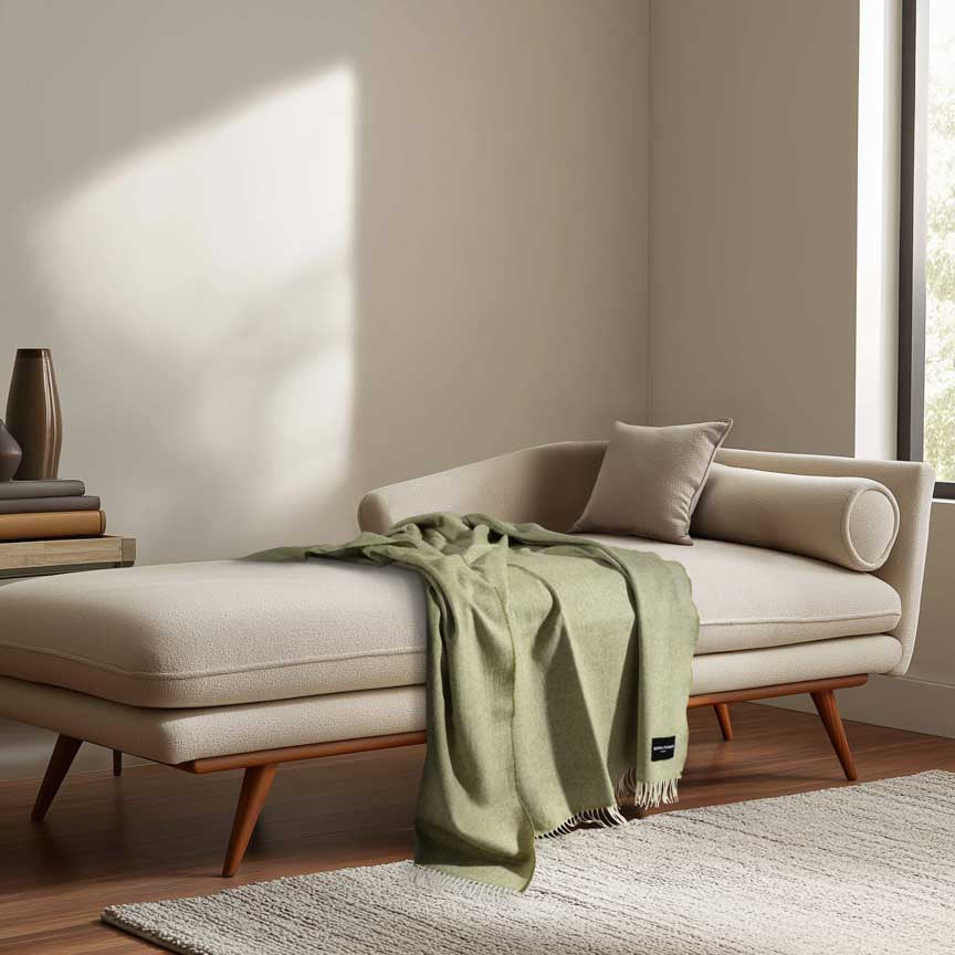 Daydreams - Merino Lambswool Throw - Sage
