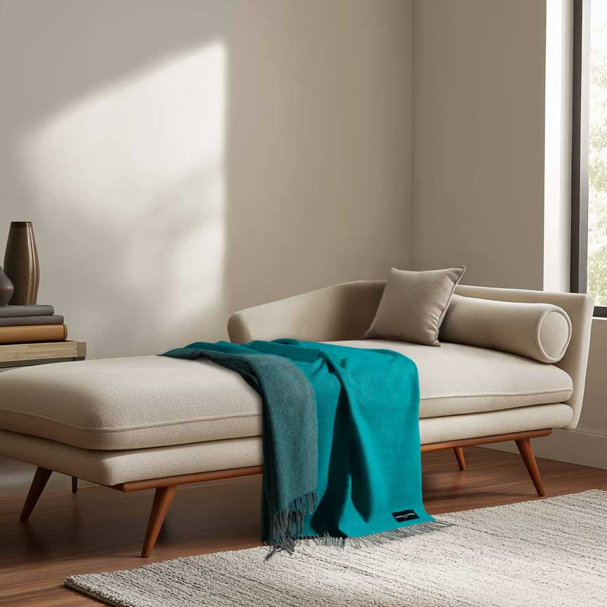 Daydreams - Merino Lambswool Throw - Deep Sea Green