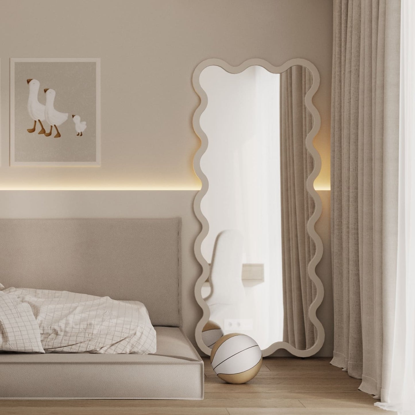 Full Length Yellow Wavy Hvyli 16 Sculptural Mirror