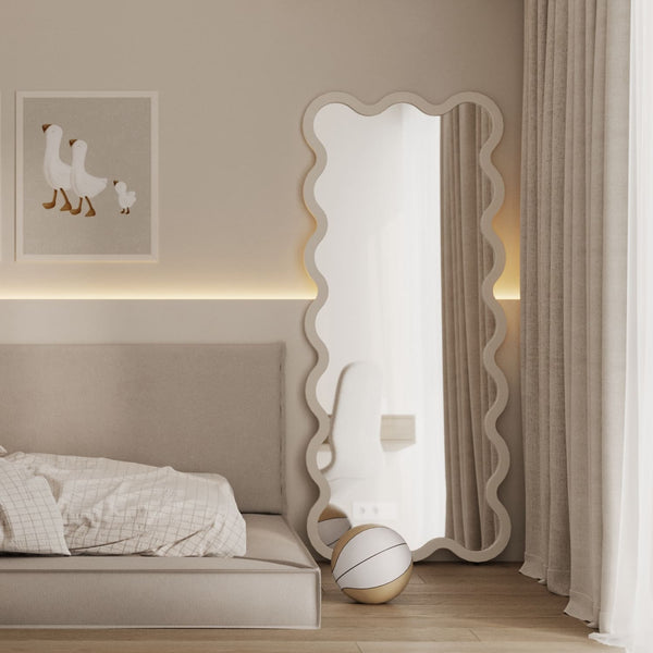 Full Length Yellow Wavy Hvyli 16 Sculptural Mirror