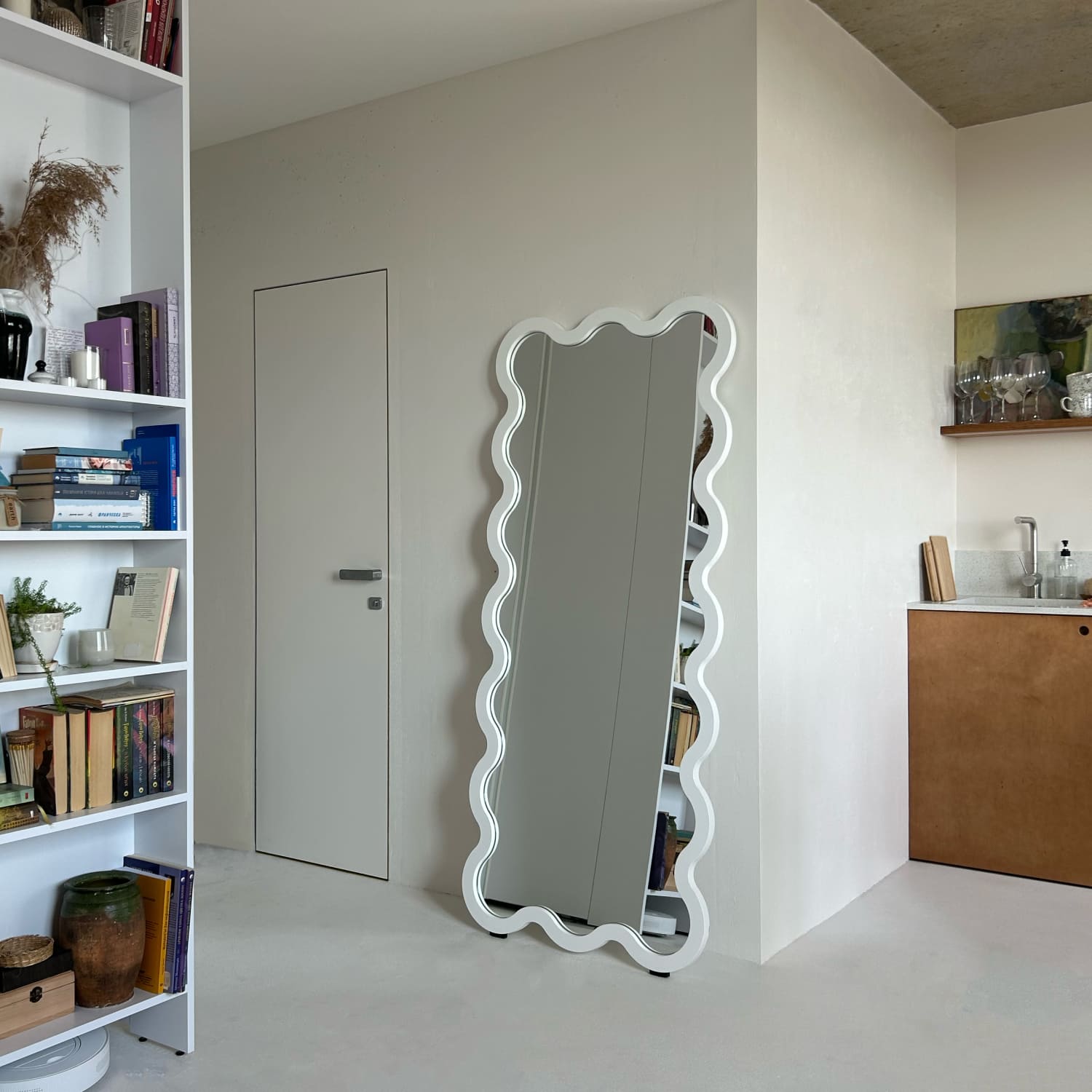 Full Length Yellow Wavy Hvyli 16 Sculptural Mirror
