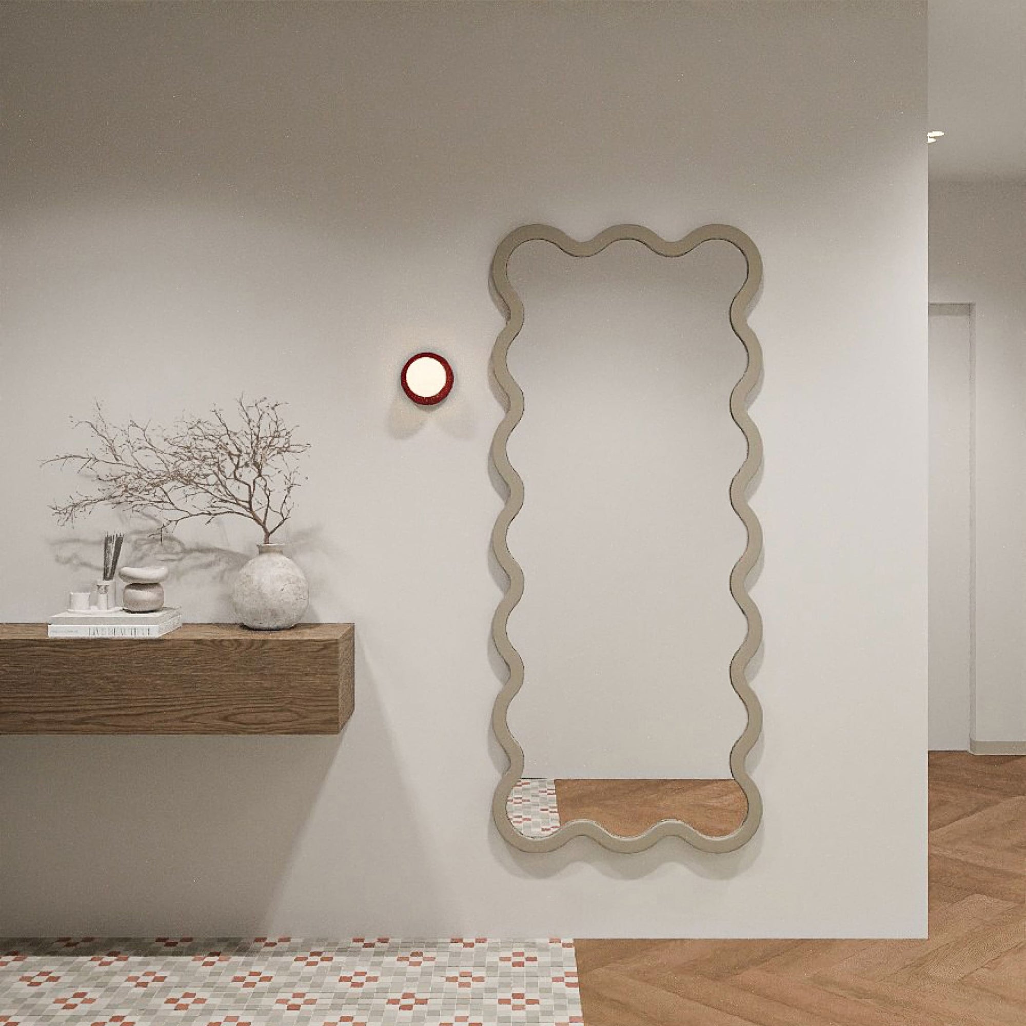 Large Organic Hvyli 16 Light Blue Wall Mirror