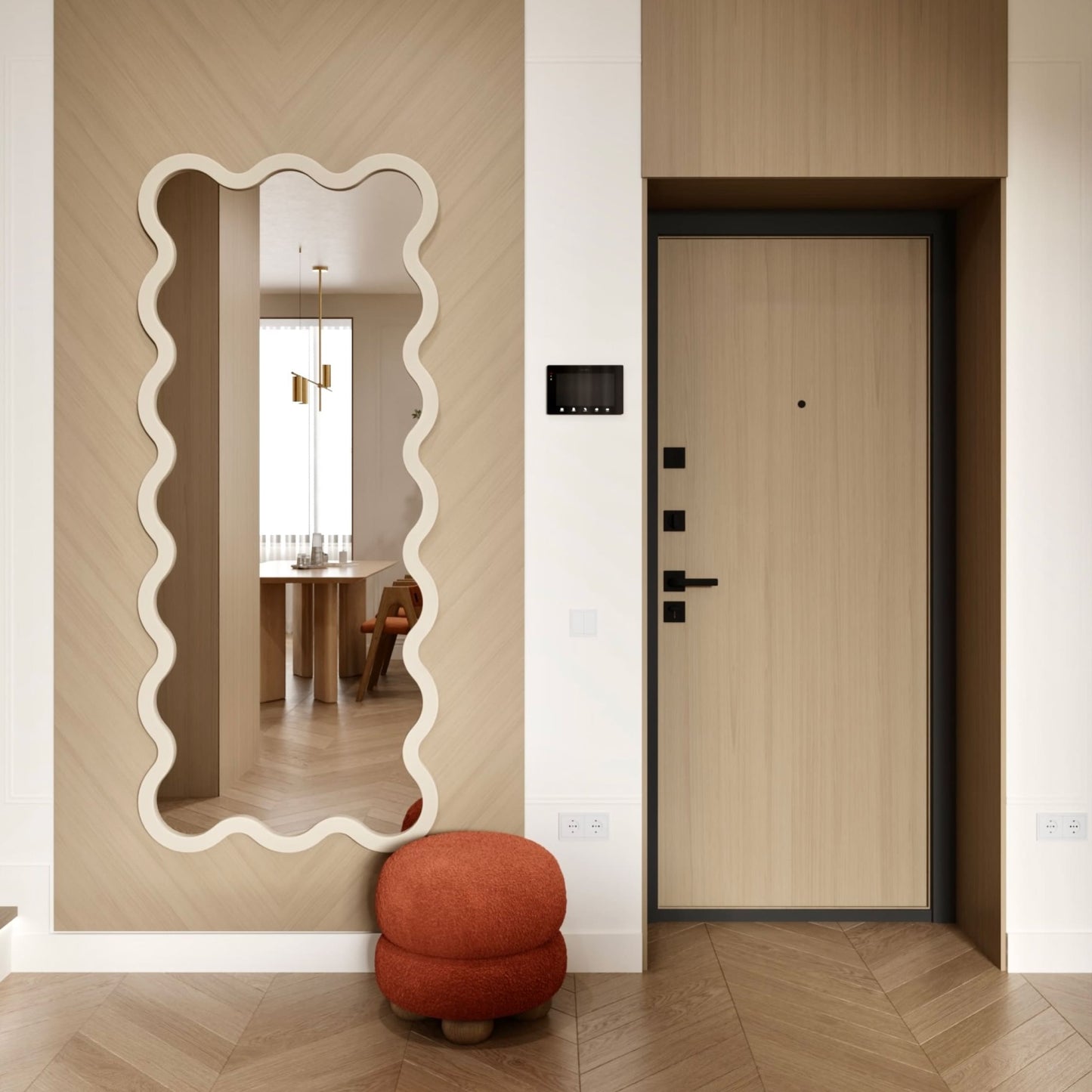 Full Length Yellow Wavy Hvyli 16 Sculptural Mirror