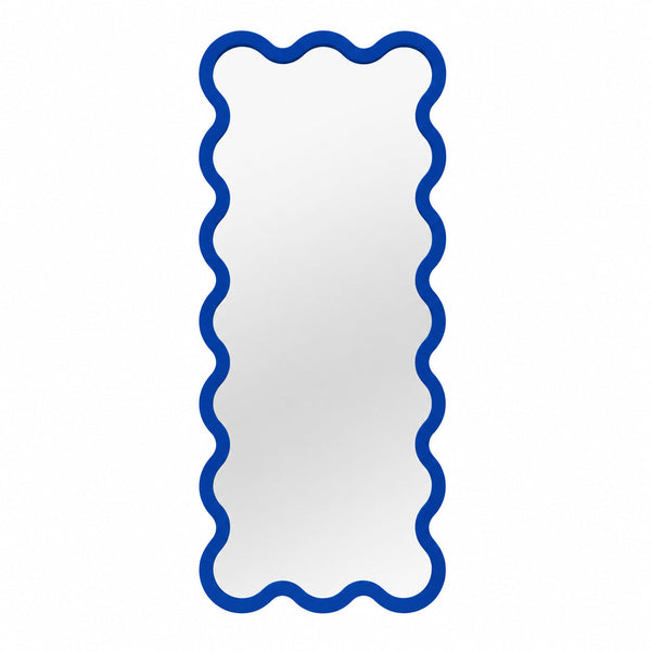 Hvyli 16 - Sculptural Wavy Blue Full Length Mirror by oitoproducts