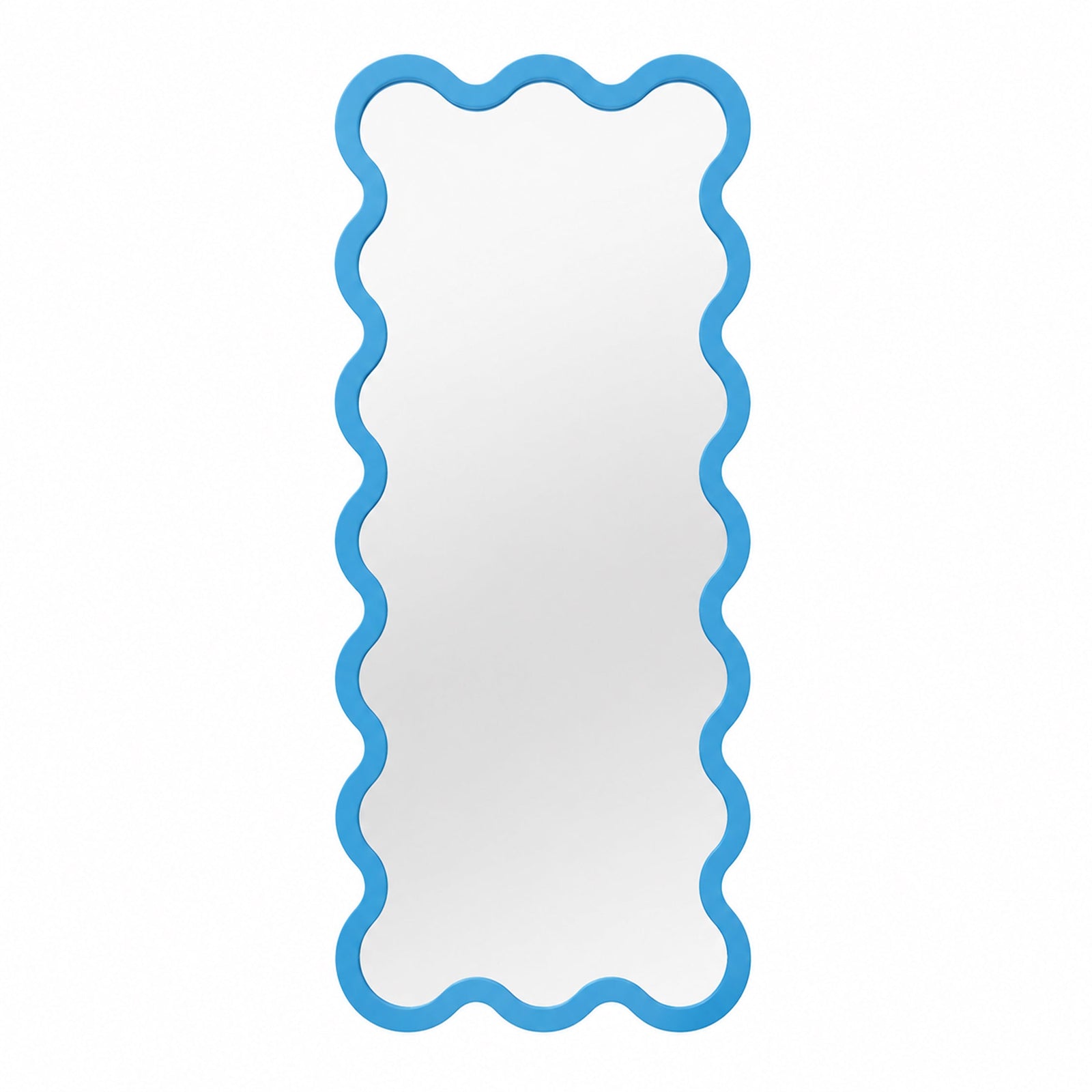 Hvyli 16 - Sculptural Wavy Blue Full Length Mirror by oitoproducts