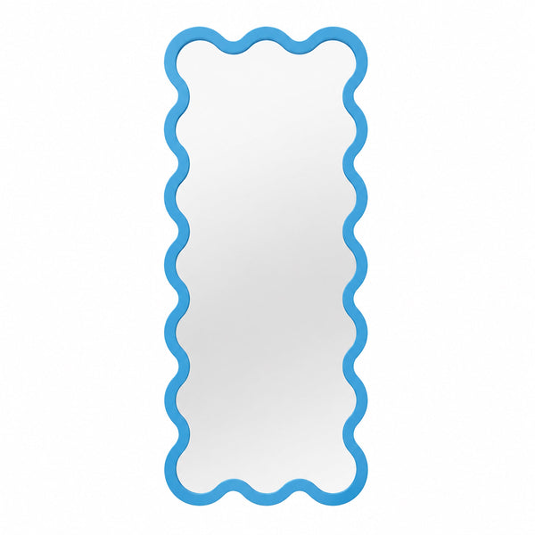Hvyli 16 - Sculptural Wavy Blue Full Length Mirror by oitoproducts