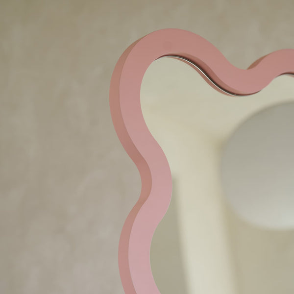 Large Modern Wood Entry Free Standing Wavy Mirror - Hvyli 16