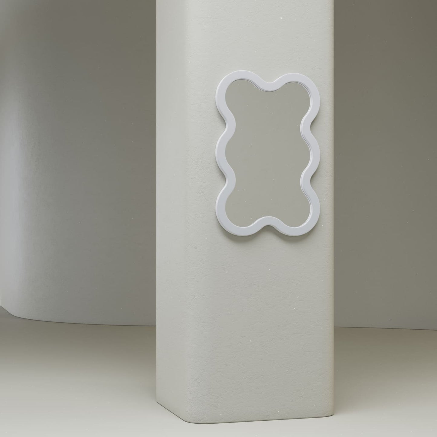 Modern Compact Architectural Wall Mirror - White Hvyli 6