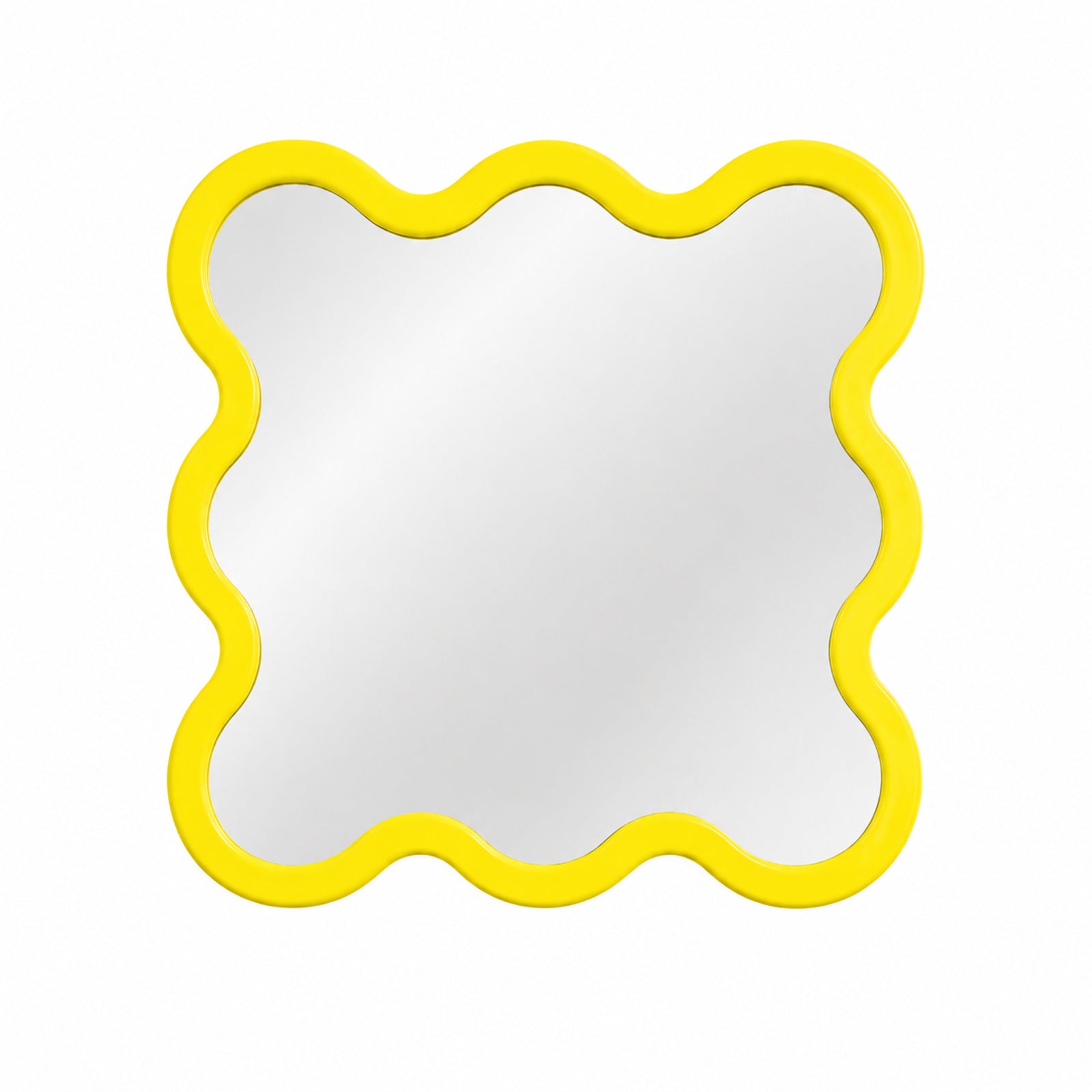 Black Hvyli 8 Square Wavy Wall Mirror with Wooden Frame