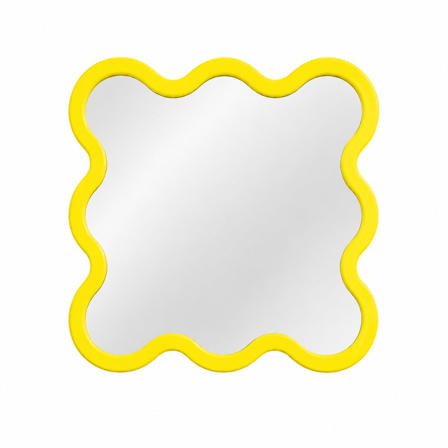 Black Hvyli 8 Square Wavy Wall Mirror with Wooden Frame