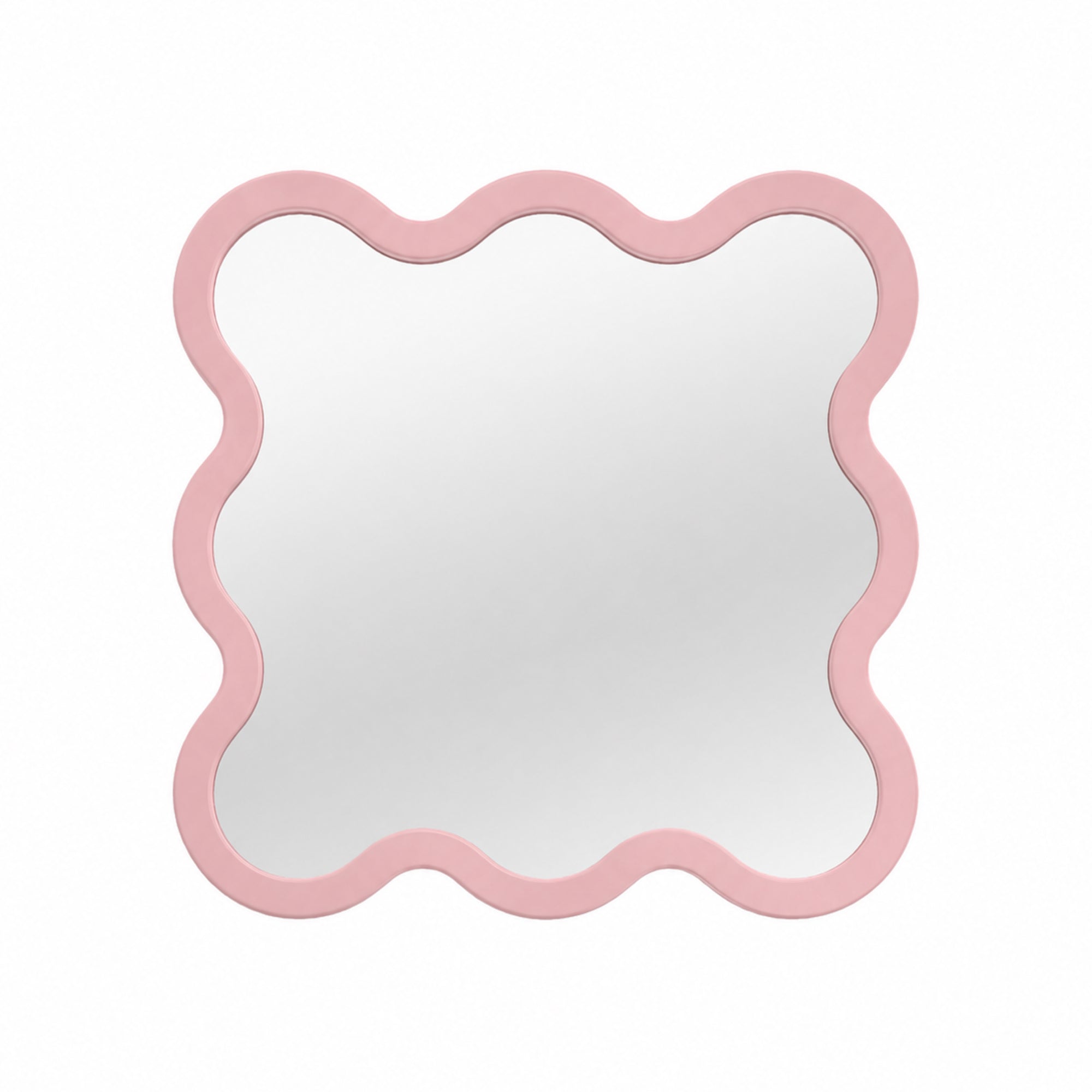 Hvyli 8 Square Wavy Wall Mirror with Wooden Light Blue Frame
