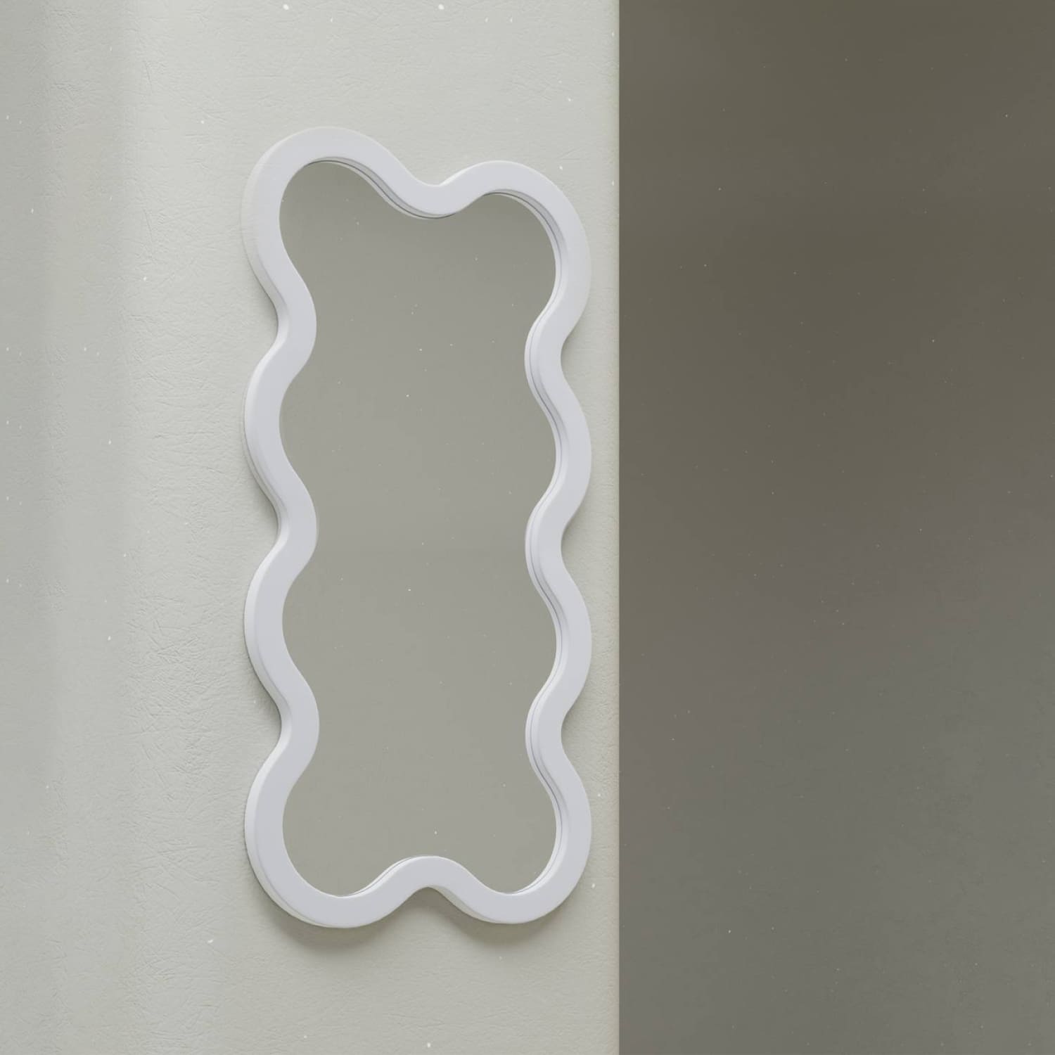 Light Blue Hvyli 8 Modern Wavy Narrow Wall Mirror