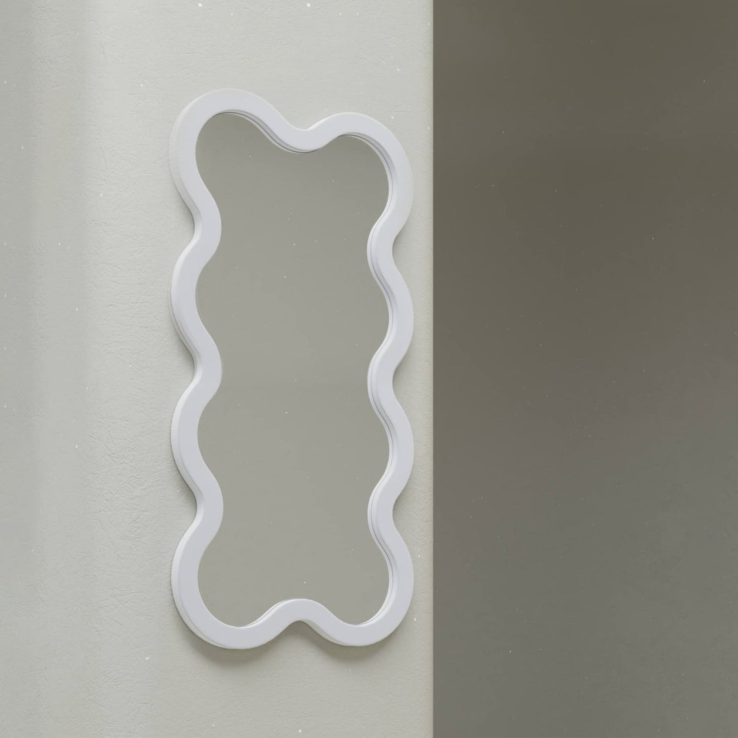 Light Blue Hvyli 8 Modern Wavy Narrow Wall Mirror