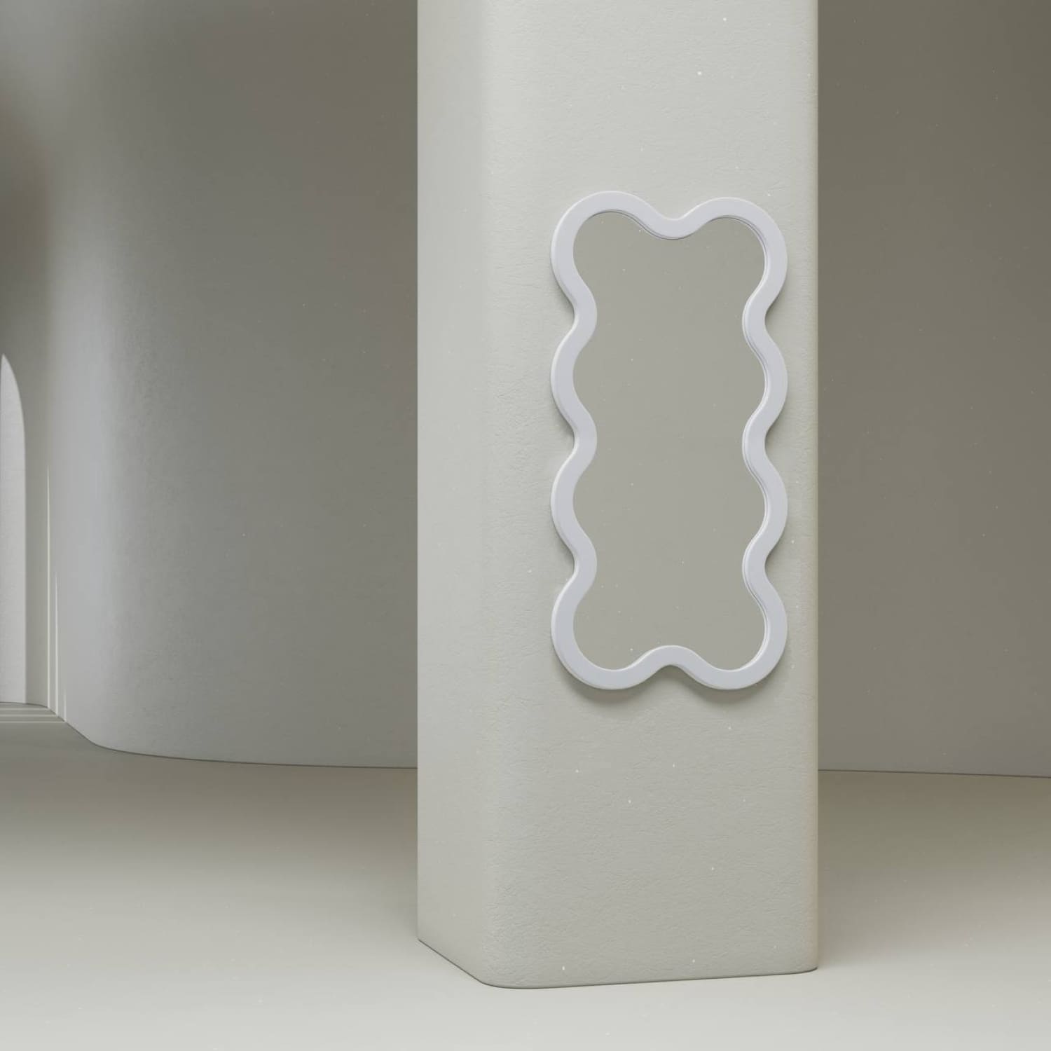 Hvyli 8 Beige Modern Wavy Narrow Wall Mirror