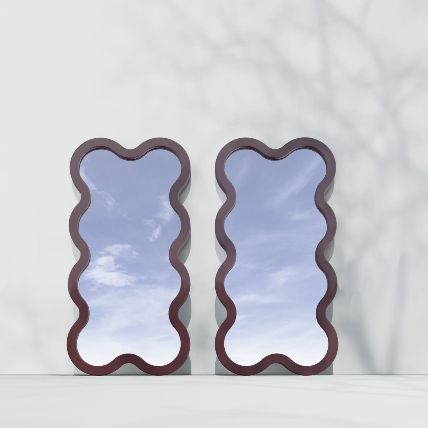 Hvyli 8 Beige Modern Wavy Narrow Wall Mirror
