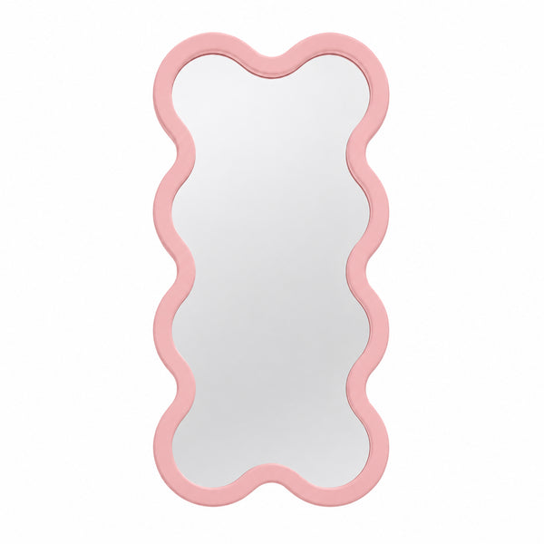Hvyli 8 Beige Modern Wavy Narrow Wall Mirror