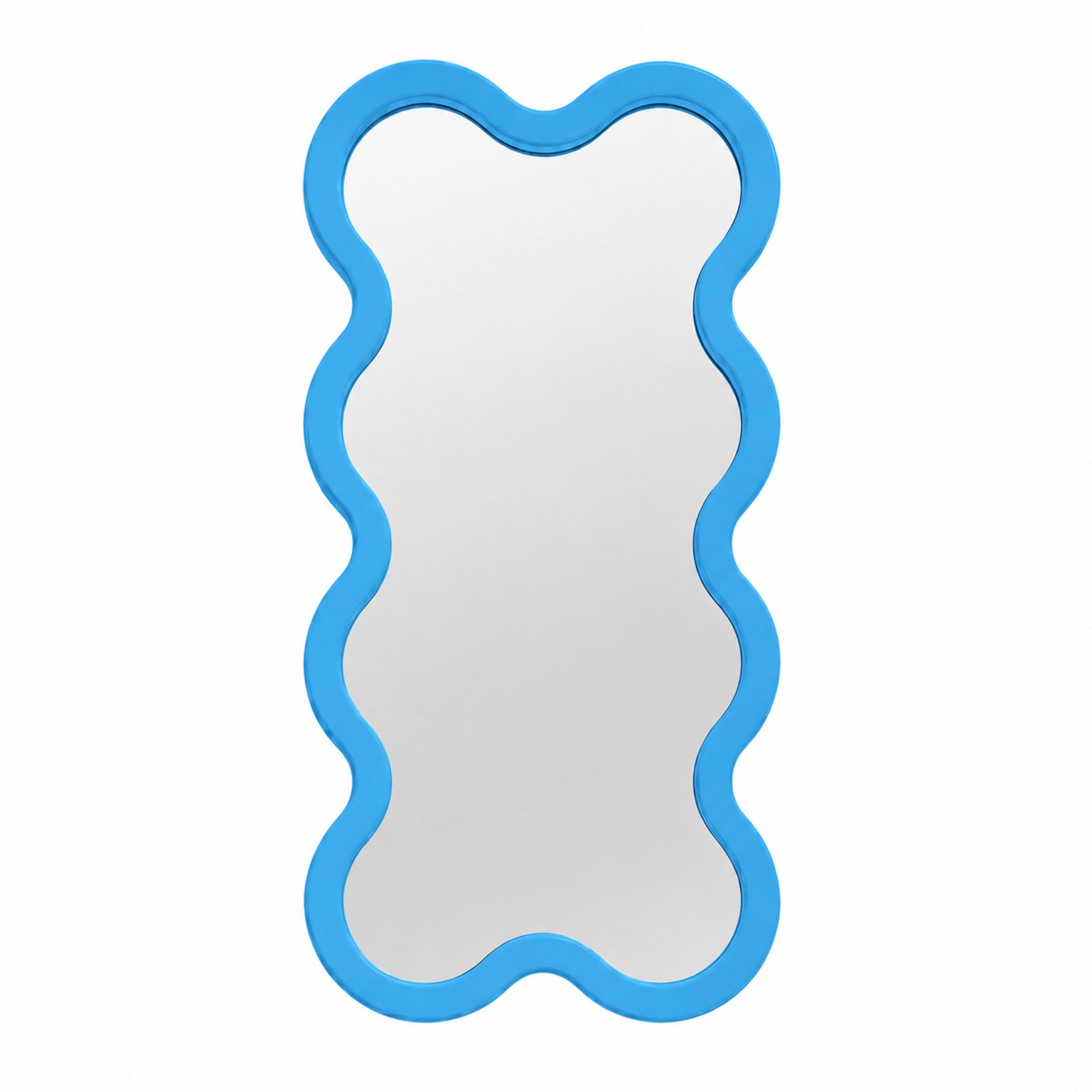 Light Blue Hvyli 8 Modern Wavy Narrow Wall Mirror