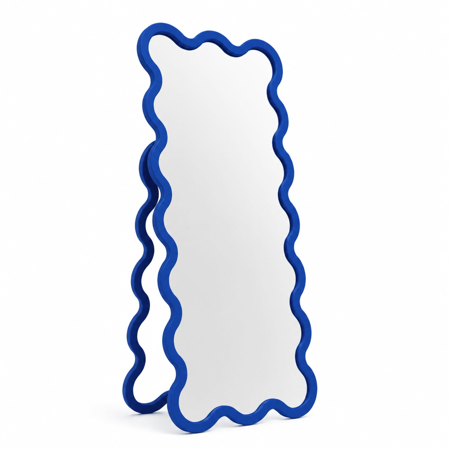 Large Modern Wood Entry Free Standing Wavy Mirror - Hvyli 16