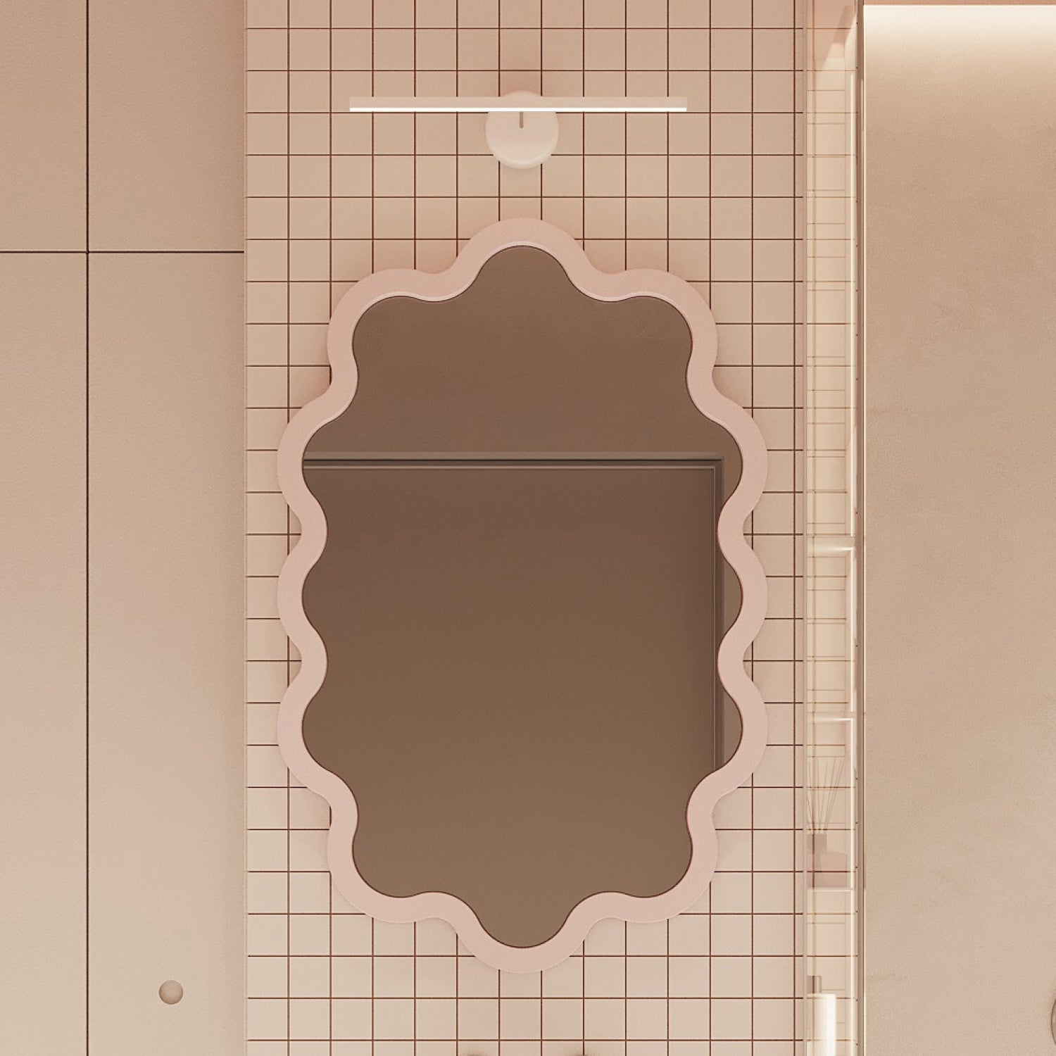 Modern Wall Mirror with Organic Wavy Frame – Hvyli Oval Mirror