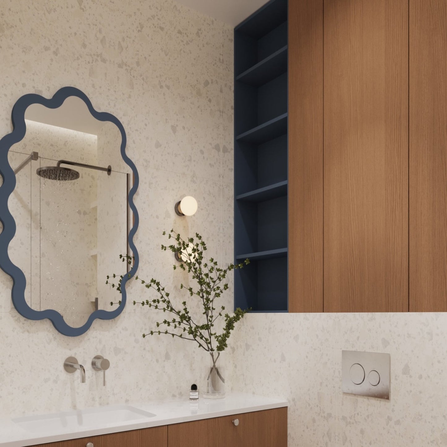 Large Statement Oval Wavy Wall Mirror Available in Custom Colours – Hvyli Oval