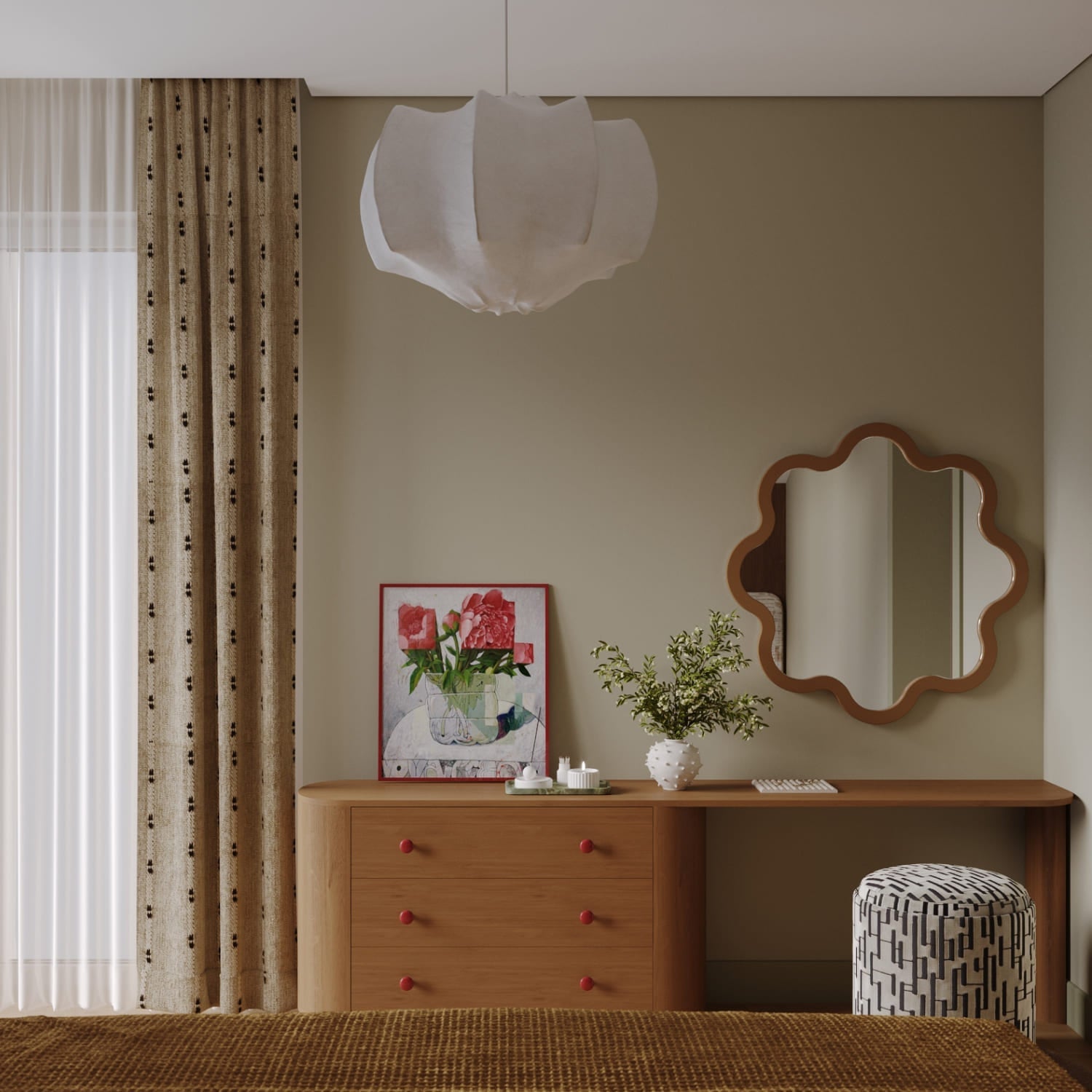 Large Organic Round Wall Mirror for Hospitality Interiors – Red Hvyli Round Large