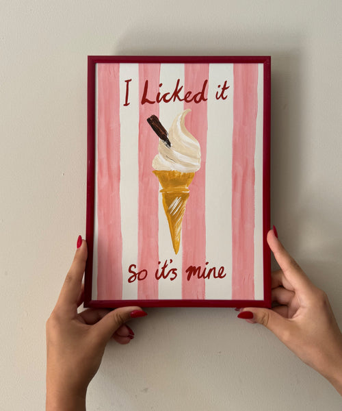 Ice Cream on Stripes in frame being held