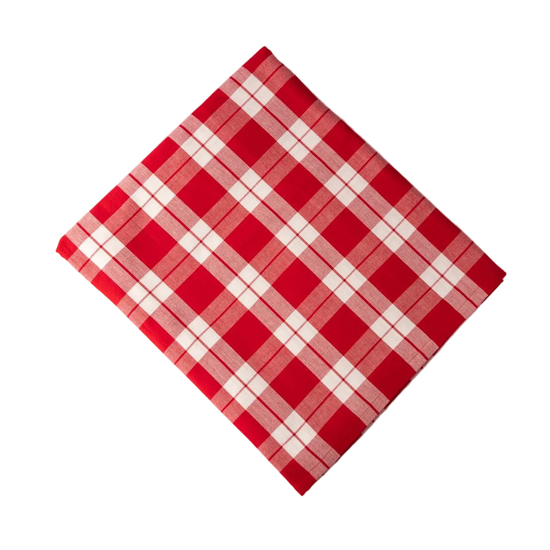 Red and white gingham tablecloth