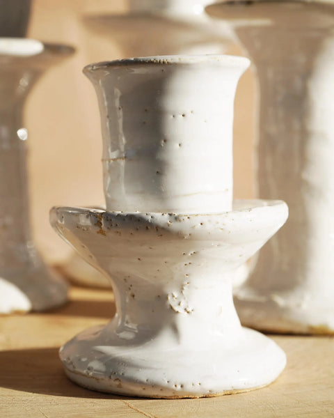 White Tamegroute Candlestick Holder
