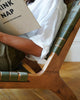 Sage Green Luxury Leather and Walnut Wood Woven Lounge Chair