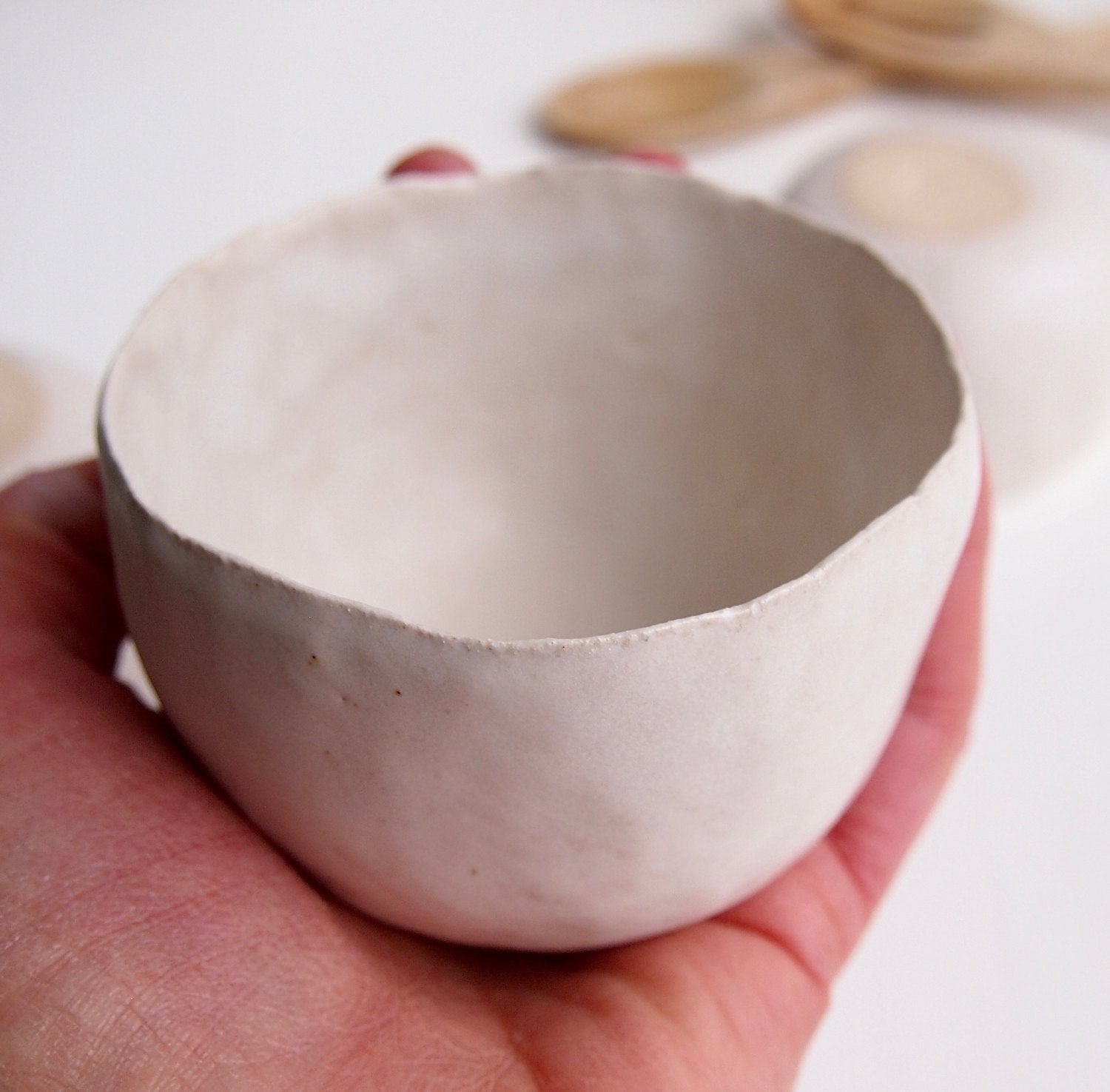 Handmade White Pottery Tea Bowl