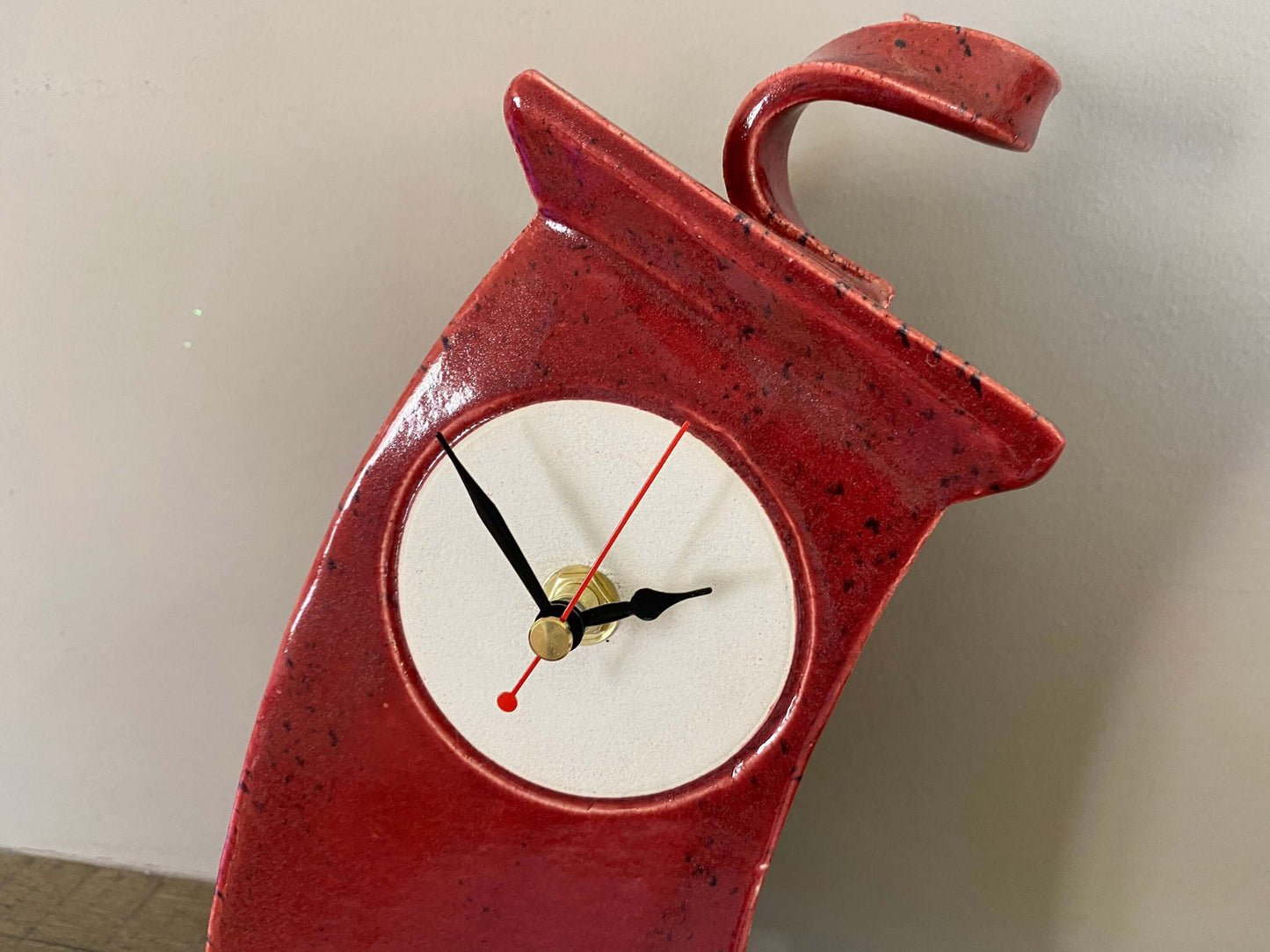 Table Clock, Red Clock, Shelf Clock, Mantle Clock - PeterBowenArt