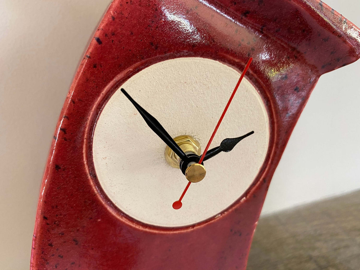 Table Clock, Red Clock, Shelf Clock, Mantle Clock - PeterBowenArt