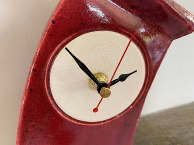 Table Clock, Red Clock, Shelf Clock, Mantle Clock - PeterBowenArt
