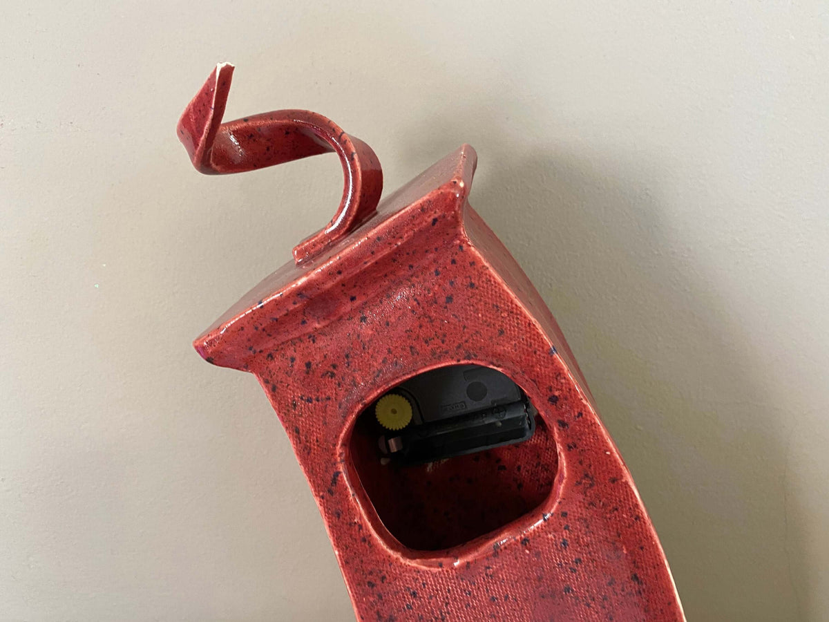 Table Clock, Red Clock, Shelf Clock, Mantle Clock - PeterBowenArt