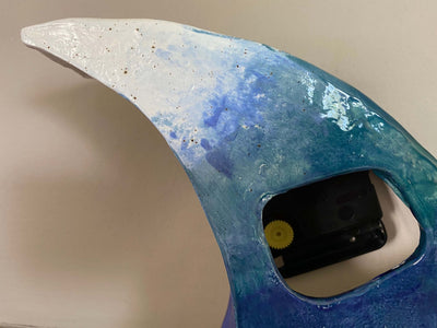 Tabletop Clock, Wave Handmade Ceramic Design