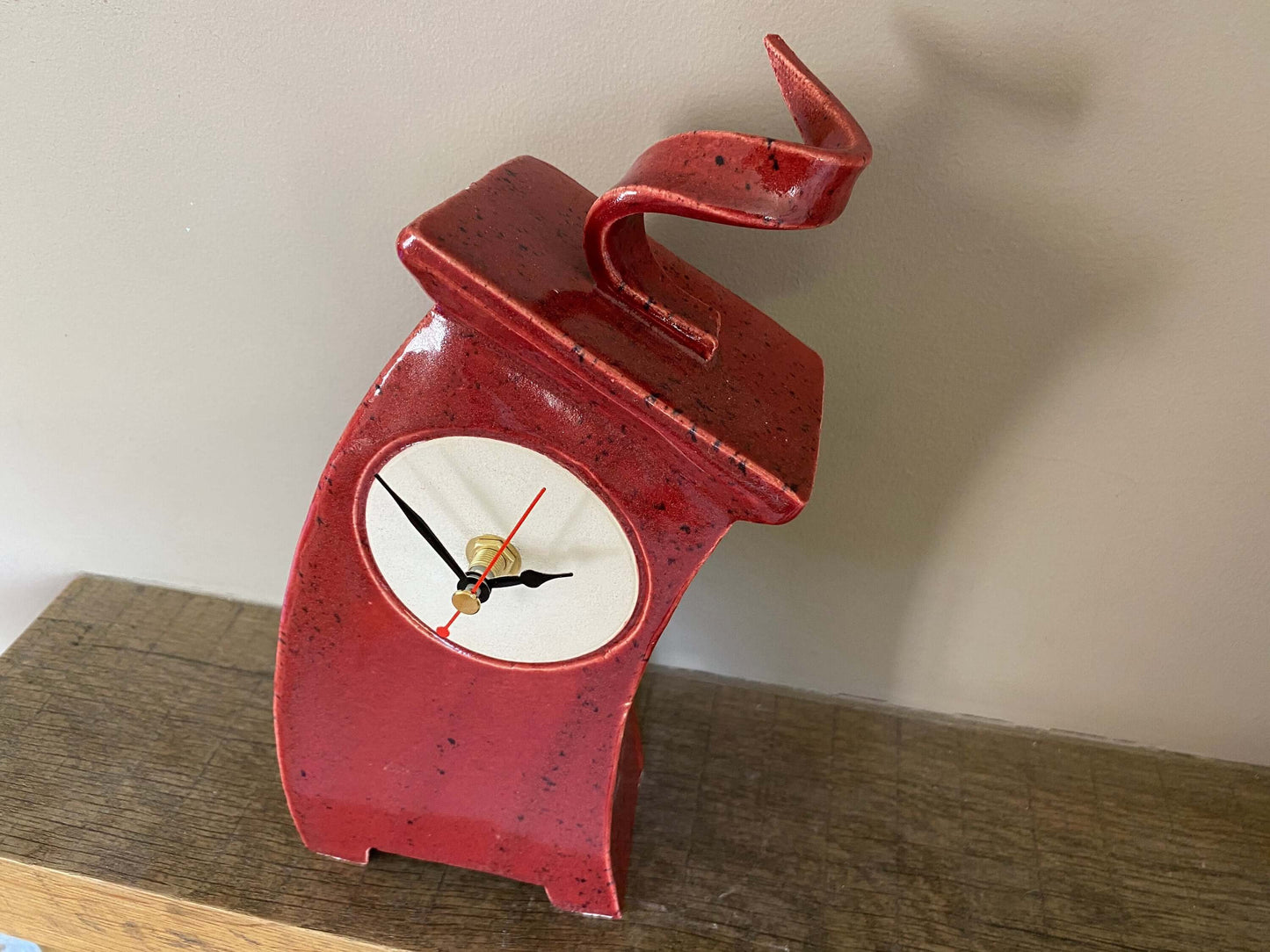 Table Clock, Red Clock, Shelf Clock, Mantle Clock - PeterBowenArt