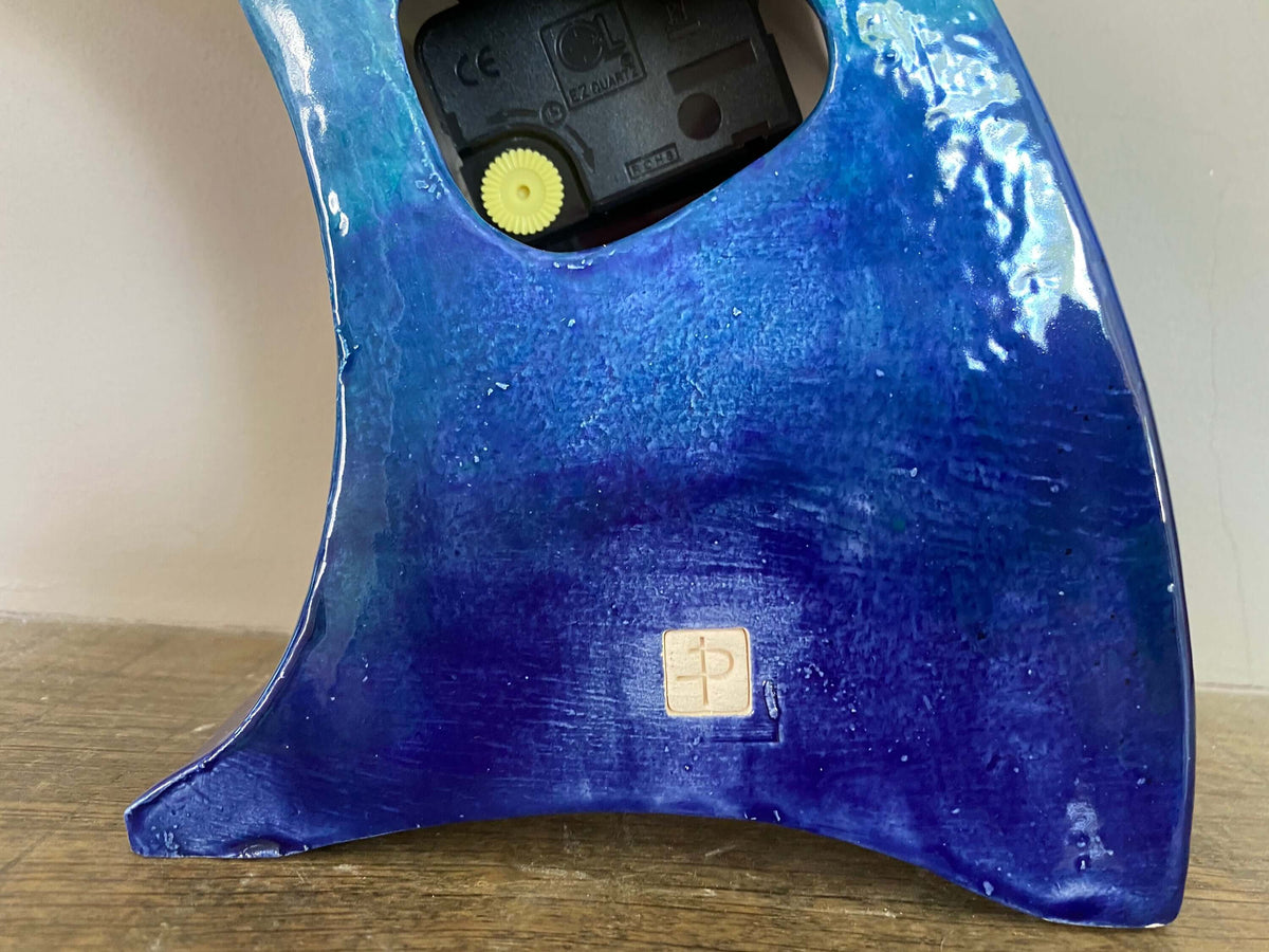 Tabletop Clock, Wave Handmade Ceramic Design