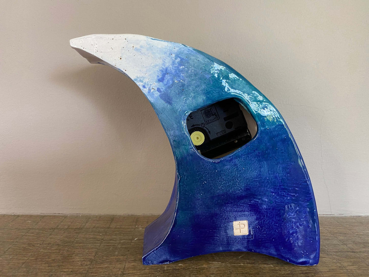 Tabletop Clock, Wave Handmade Ceramic Design